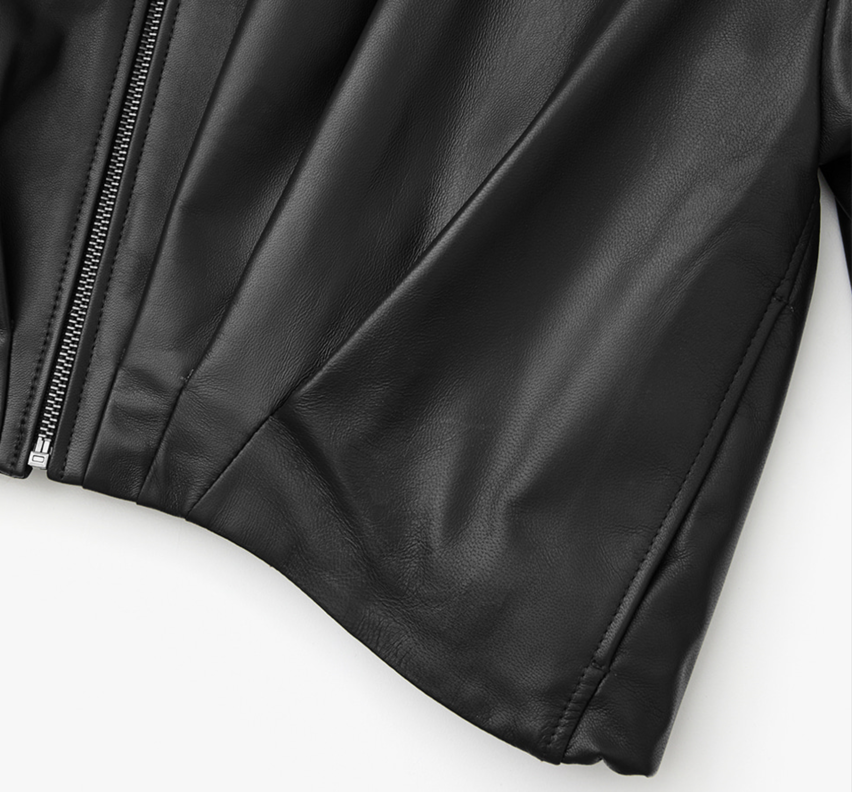 GATHERED LEATHER JACKET BLACK 6