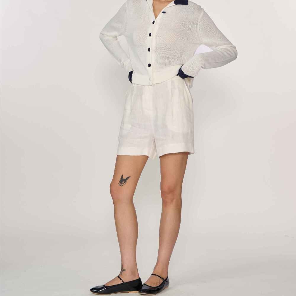 Natural Linen Shorts IVORY 4