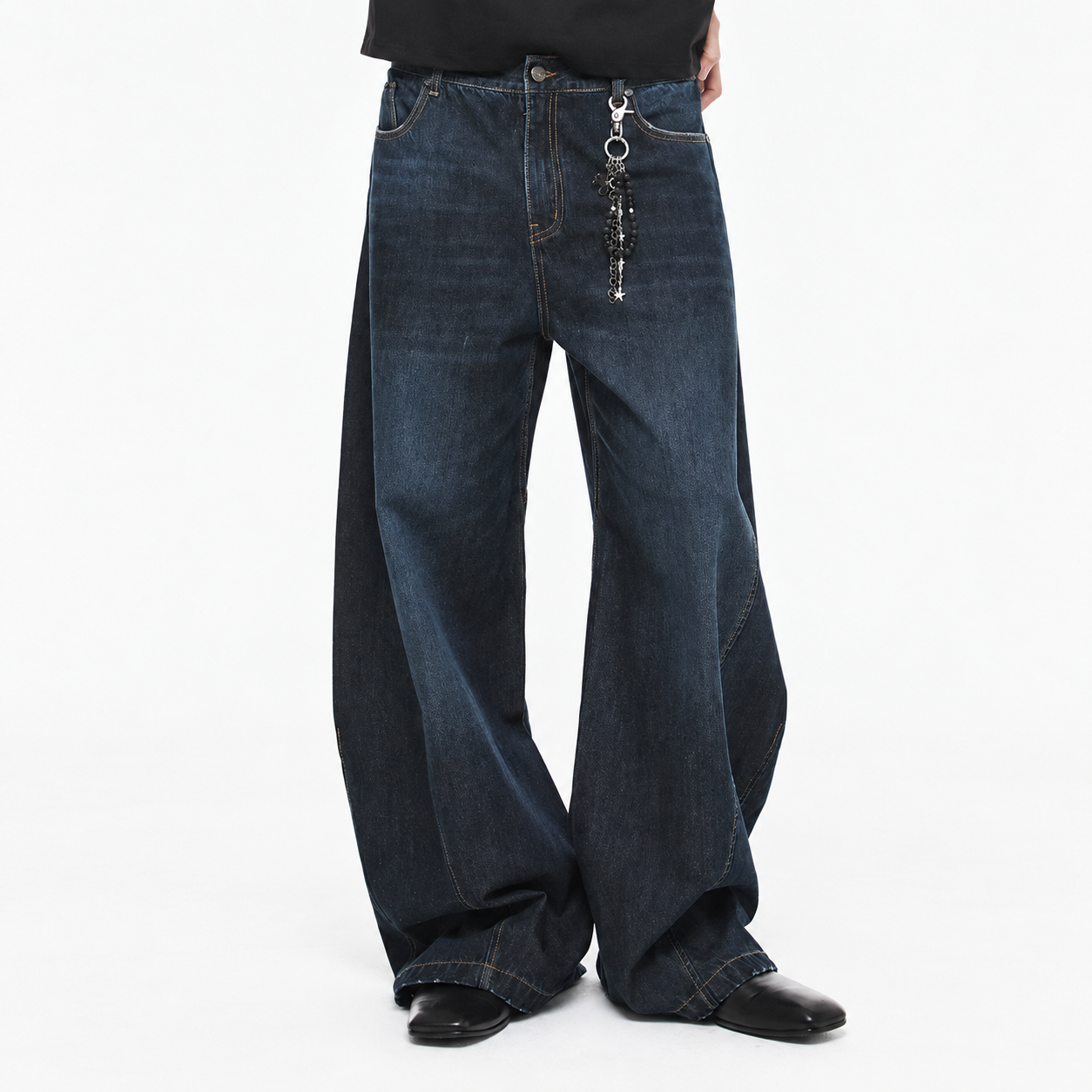 Curved Denim Pants DARK BLUE 3