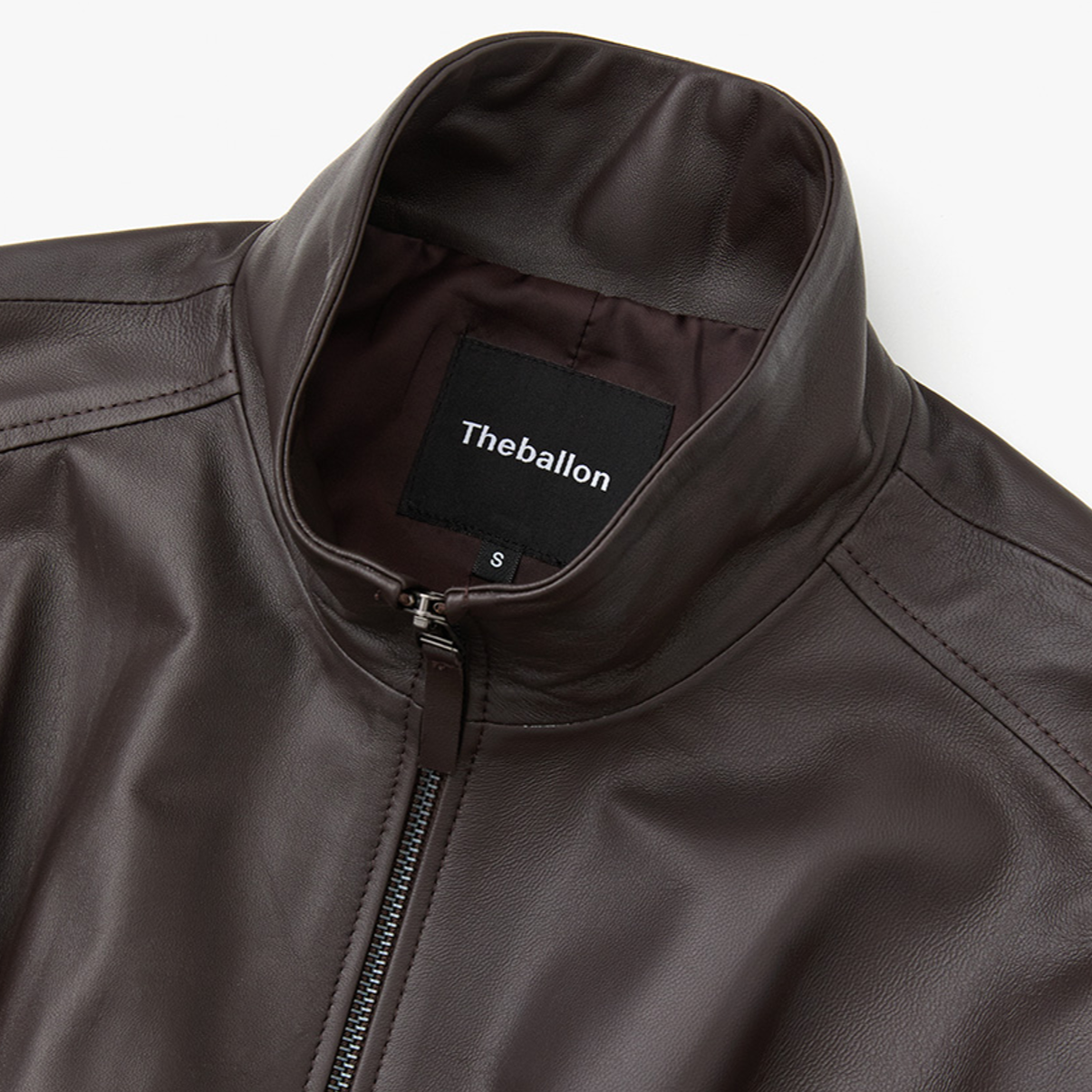 GATHERED LEATHER JACKET BROWN 2