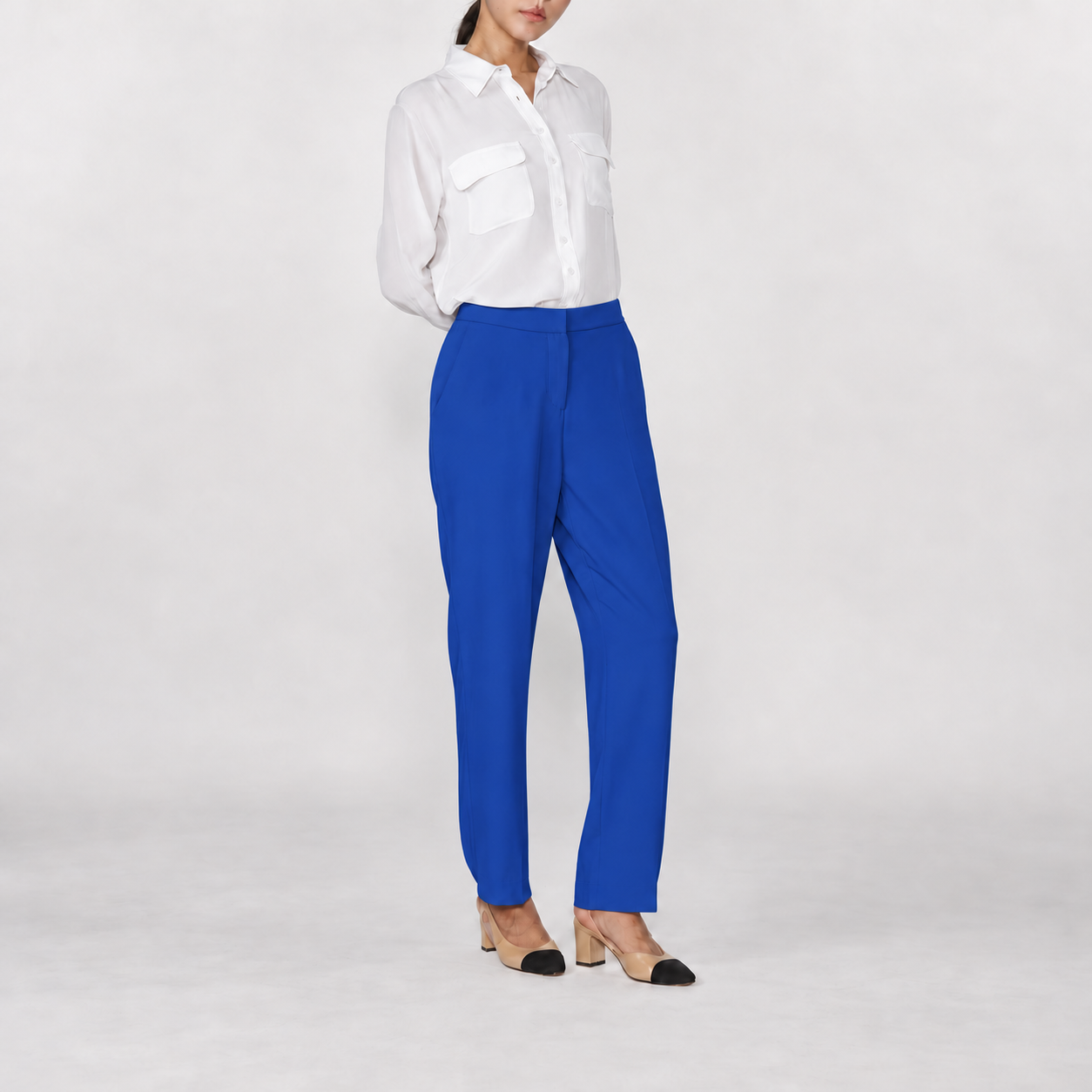 Simple Back Elasticated Slacks BLUE 4