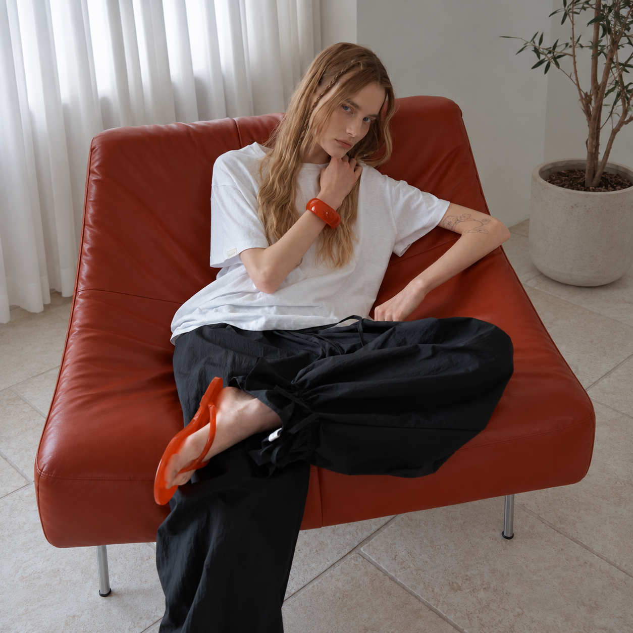 wide frill pants Black 3