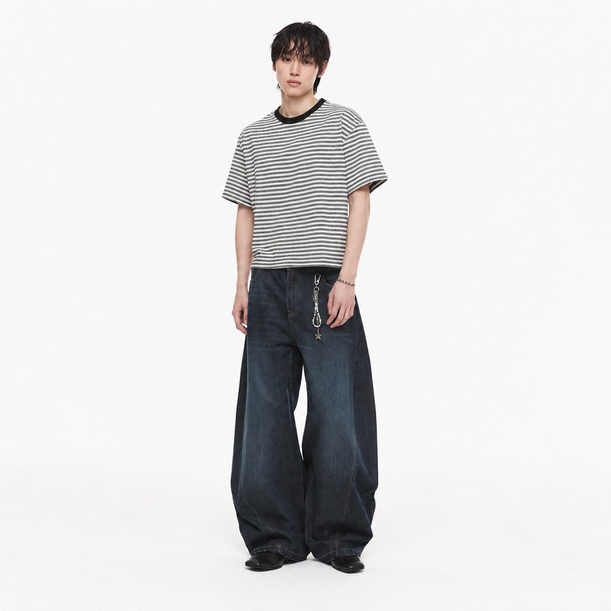 Curved Denim Pants DARK BLUE 4