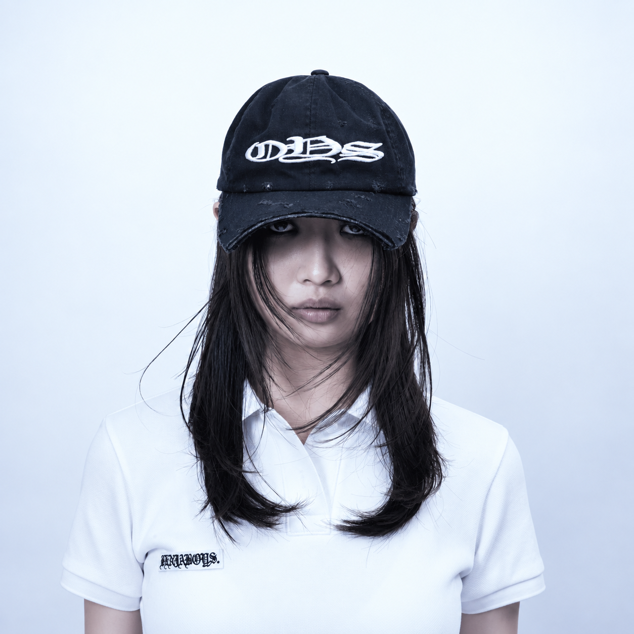 Asymmetric OYS Embroidered Distressed Cap Black 4