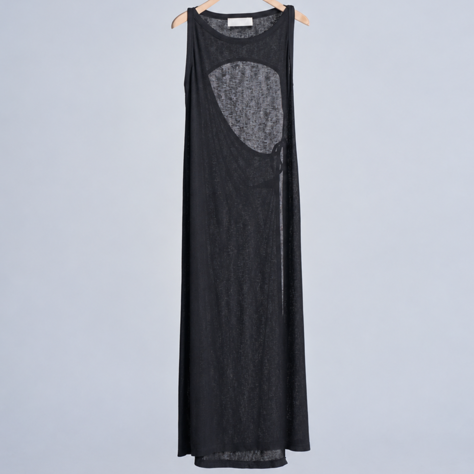 cutout back sleeveless long dress Black 5