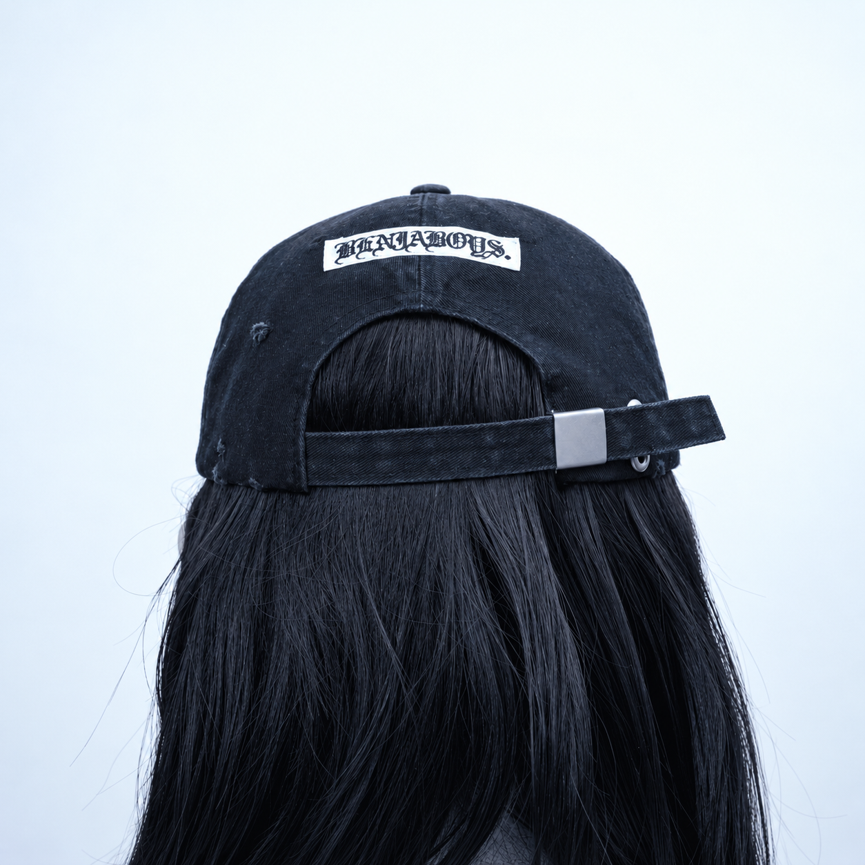 Asymmetric OYS Embroidered Distressed Cap Black 8