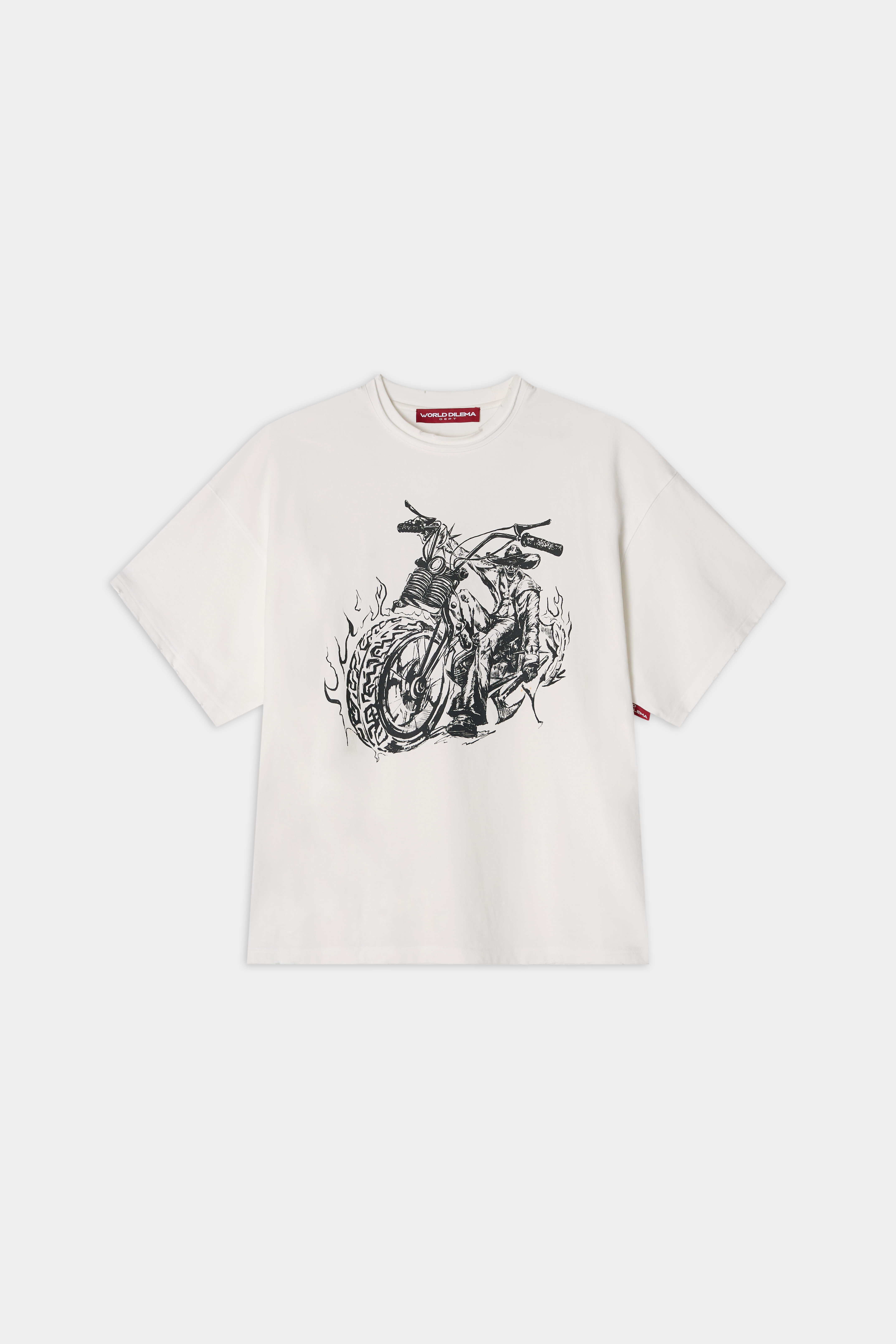 HAND DRAWING 'GHOST RIDER' PRINTING T-SHIRTS-WHITE 3