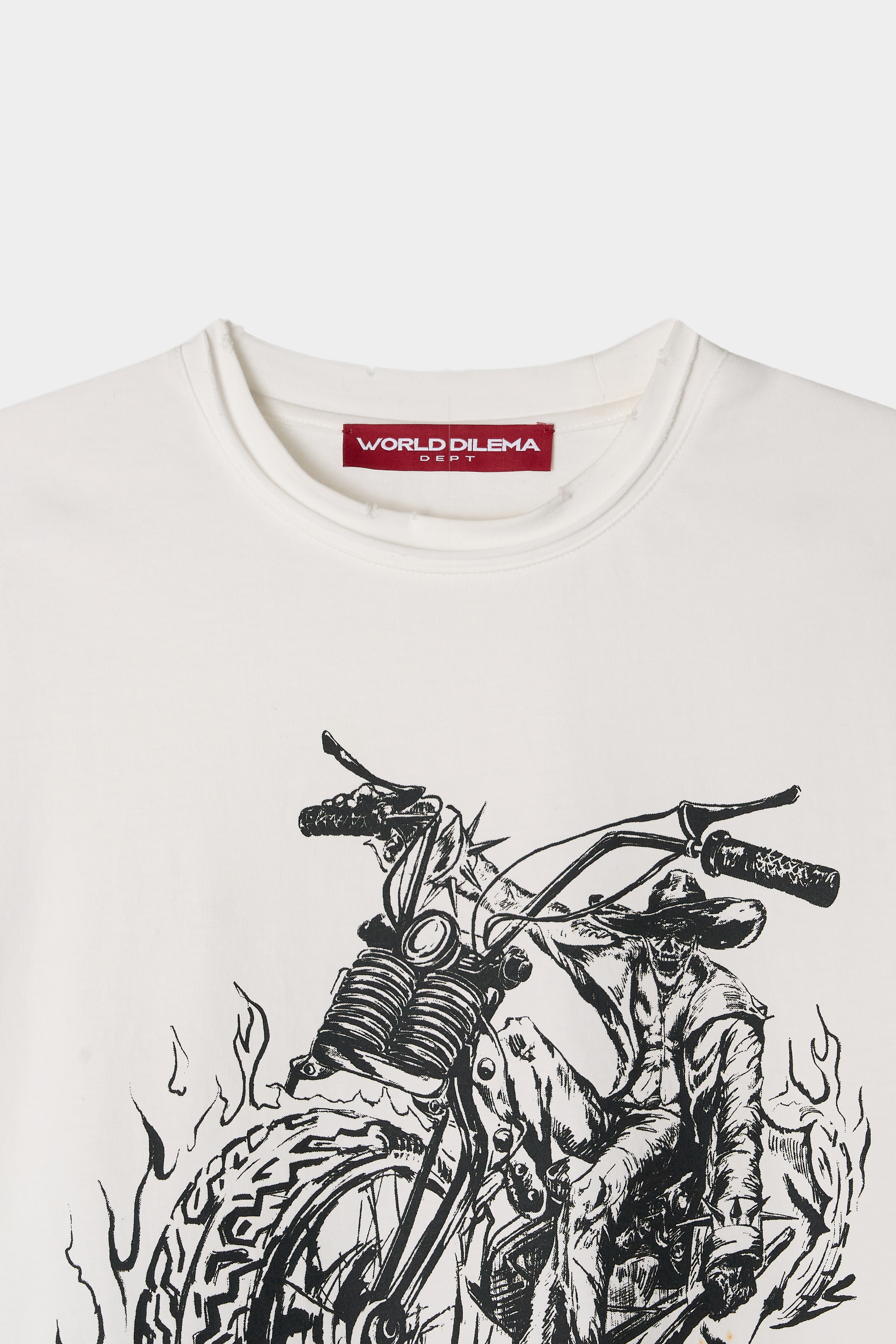 HAND DRAWING 'GHOST RIDER' PRINTING T-SHIRTS-WHITE 4
