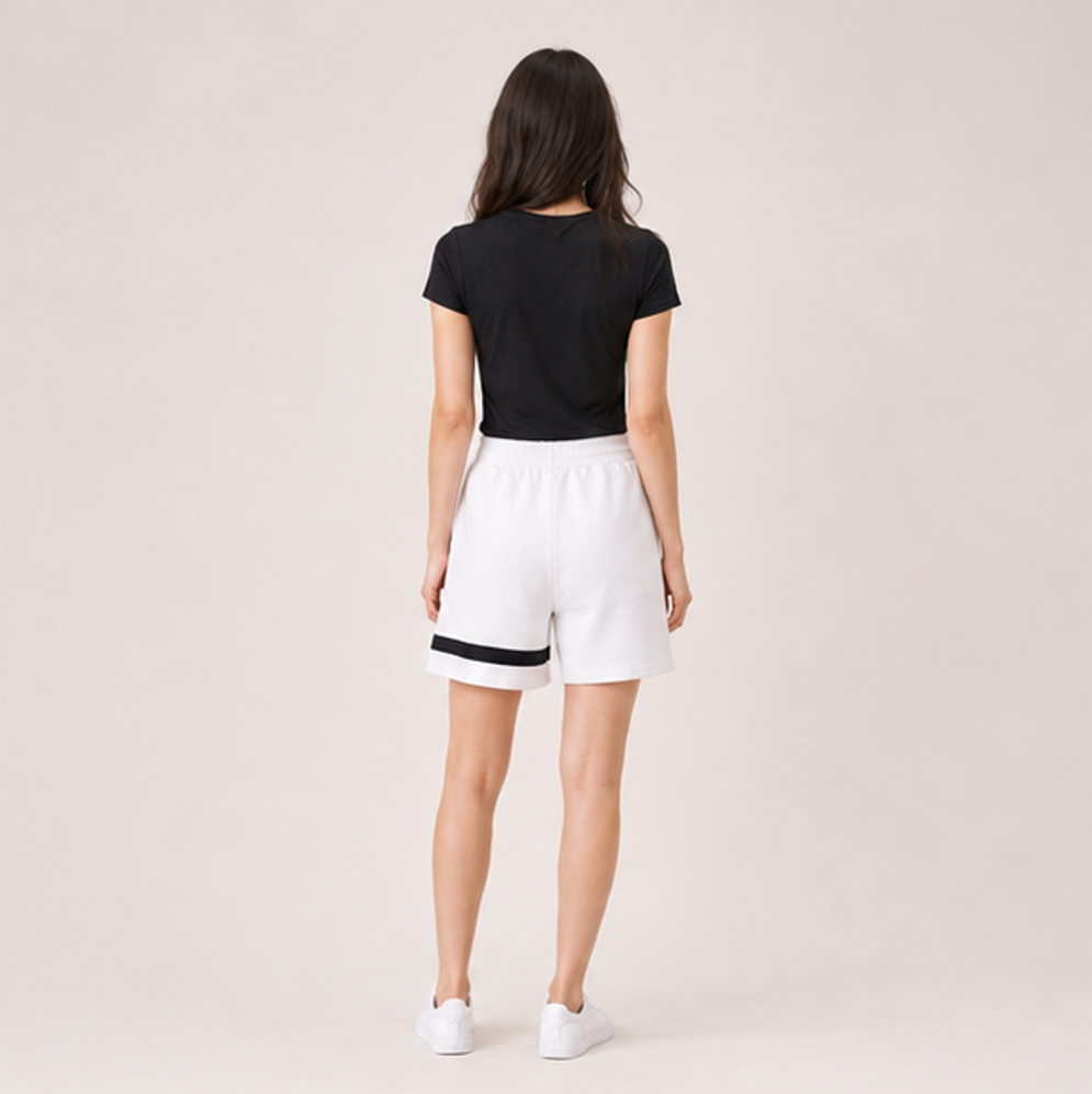 Contrast Detail White Shorts-WHITE 2