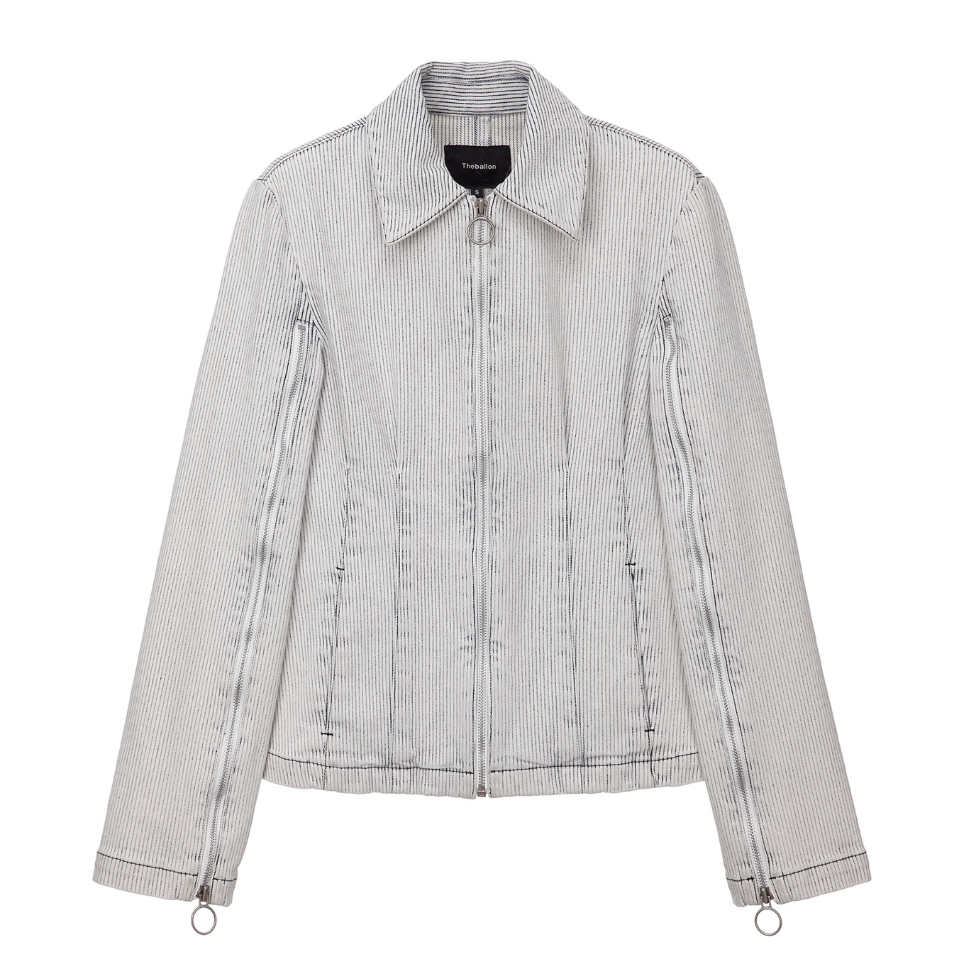STRIPE ZIP DENIM JACKET-GRAY 4