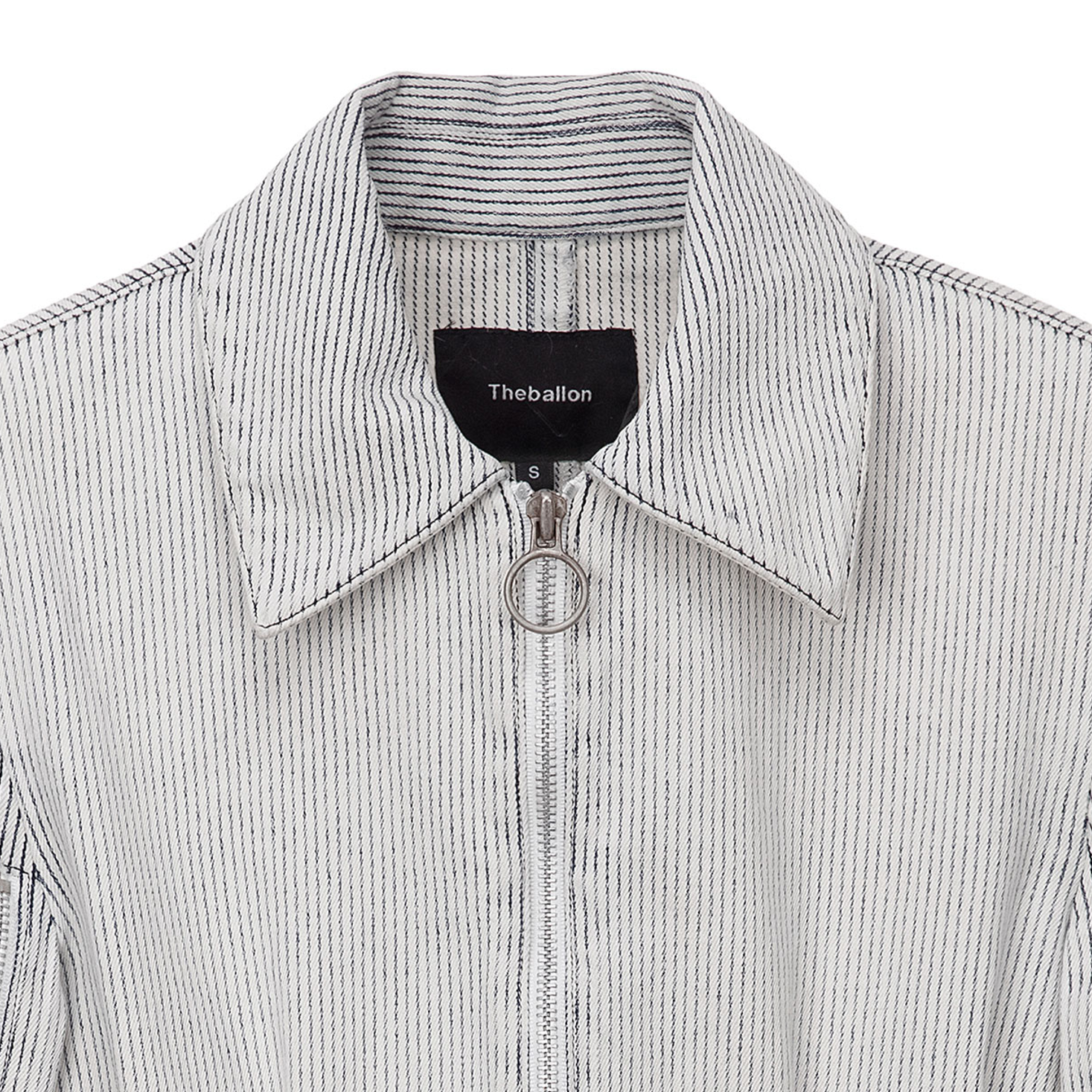 STRIPE ZIP DENIM JACKET-GRAY 6