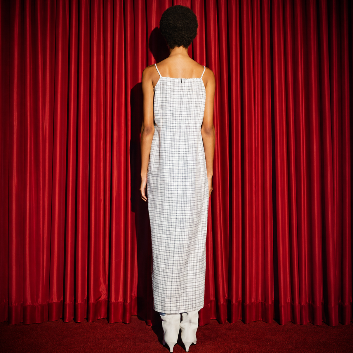 CHECK STRAP SLIP ONEPIECE-WHITE 5