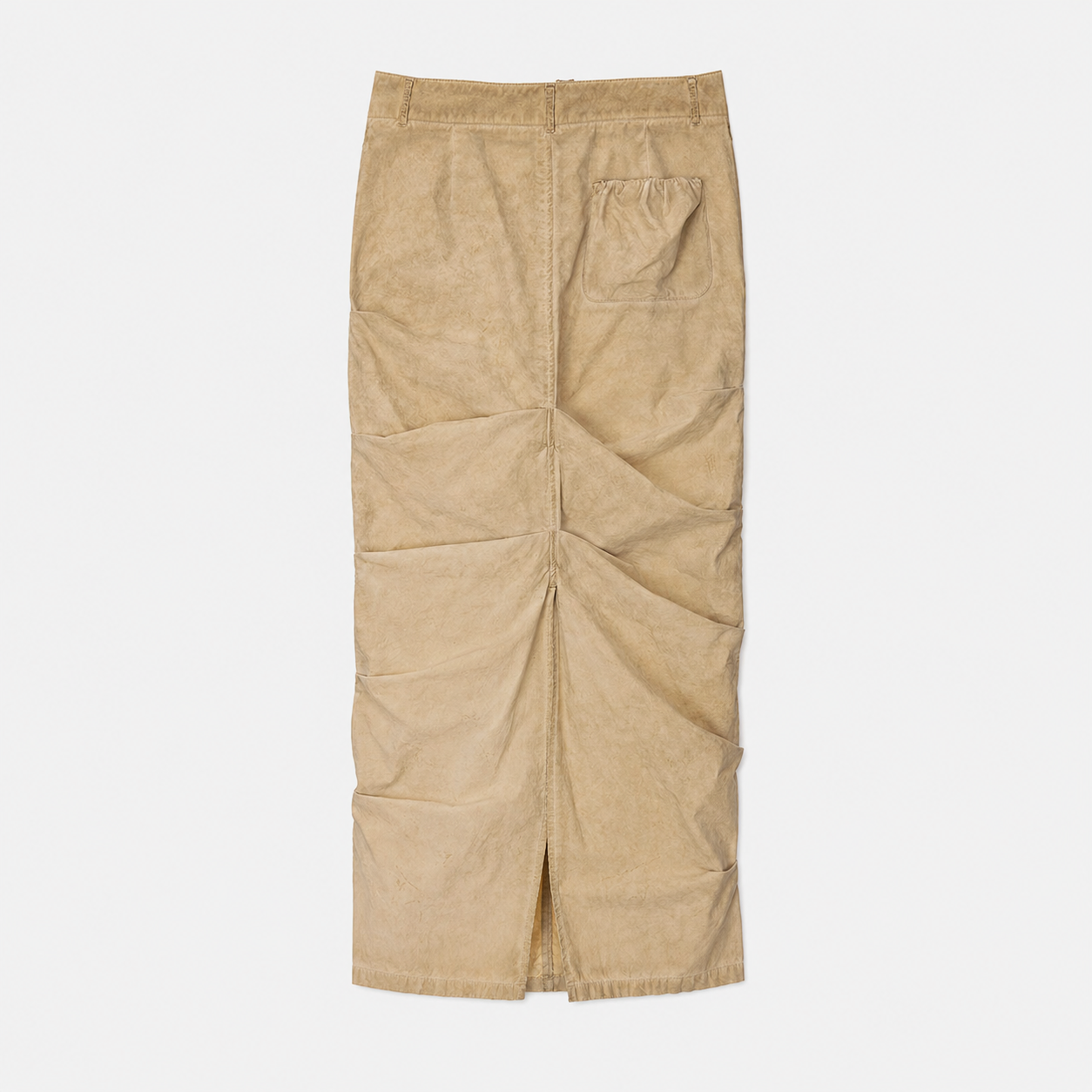 ASYMMETRIC TUCK SKIRT-BEIGE 4
