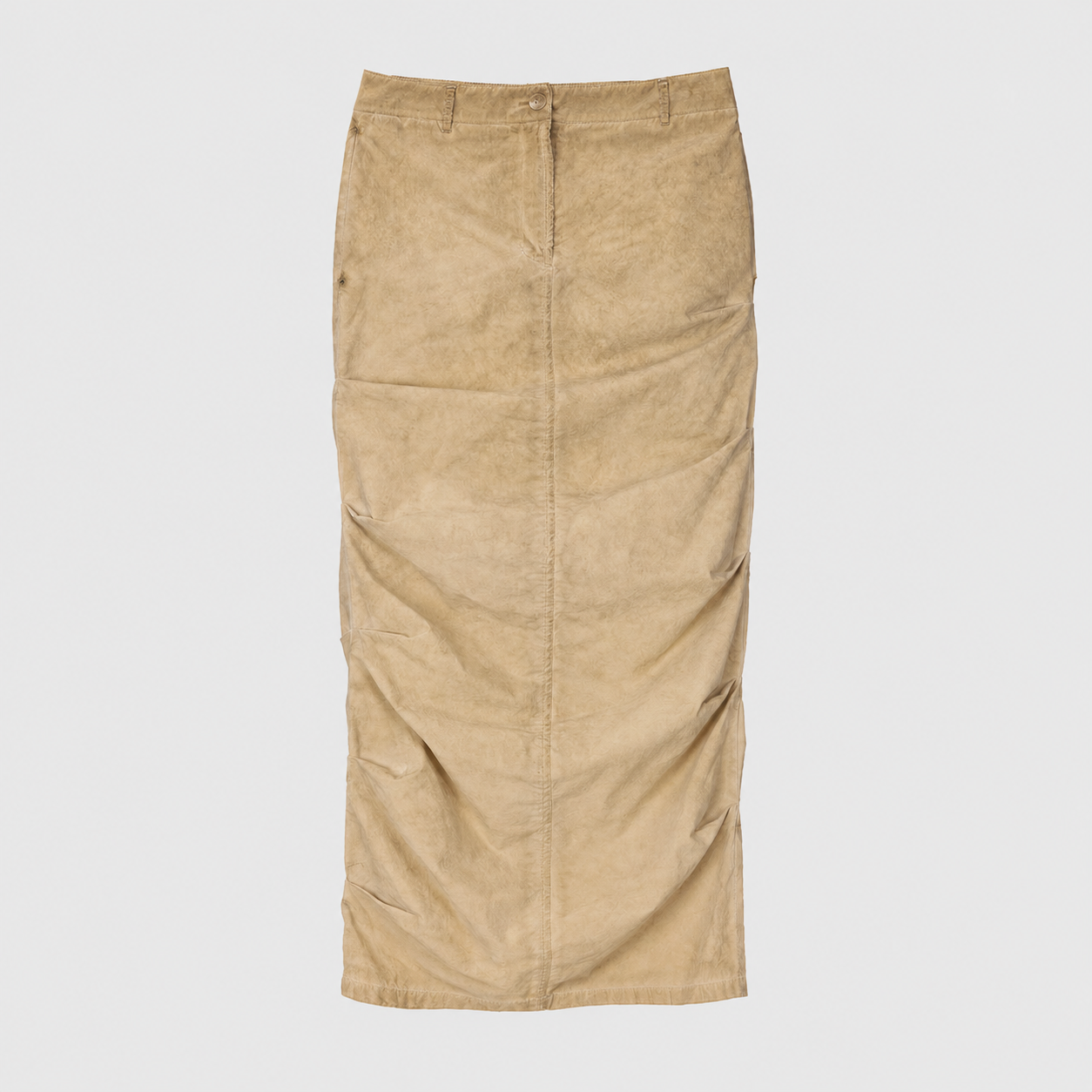 ASYMMETRIC TUCK SKIRT-BEIGE 5