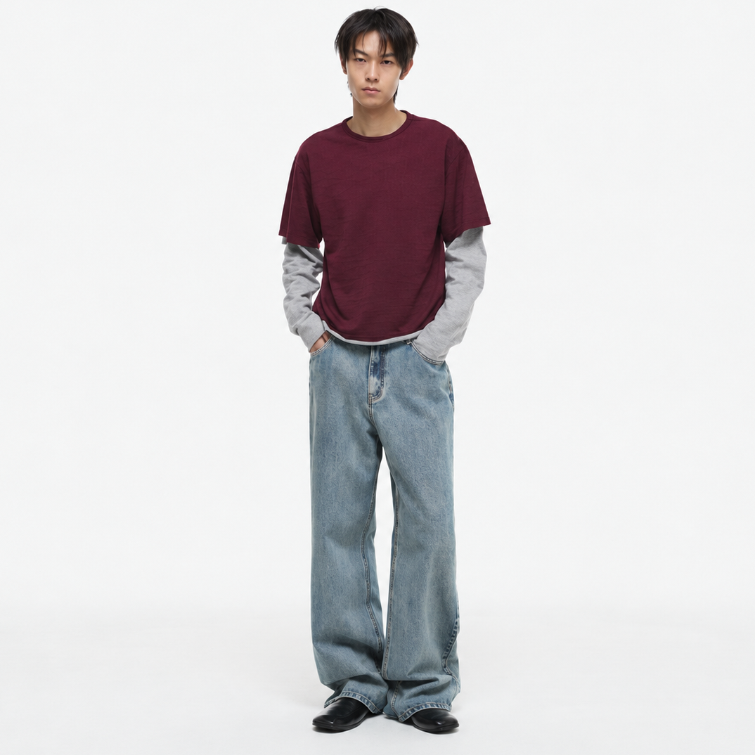 Spider Stitch Denim Pants-BLUE 2