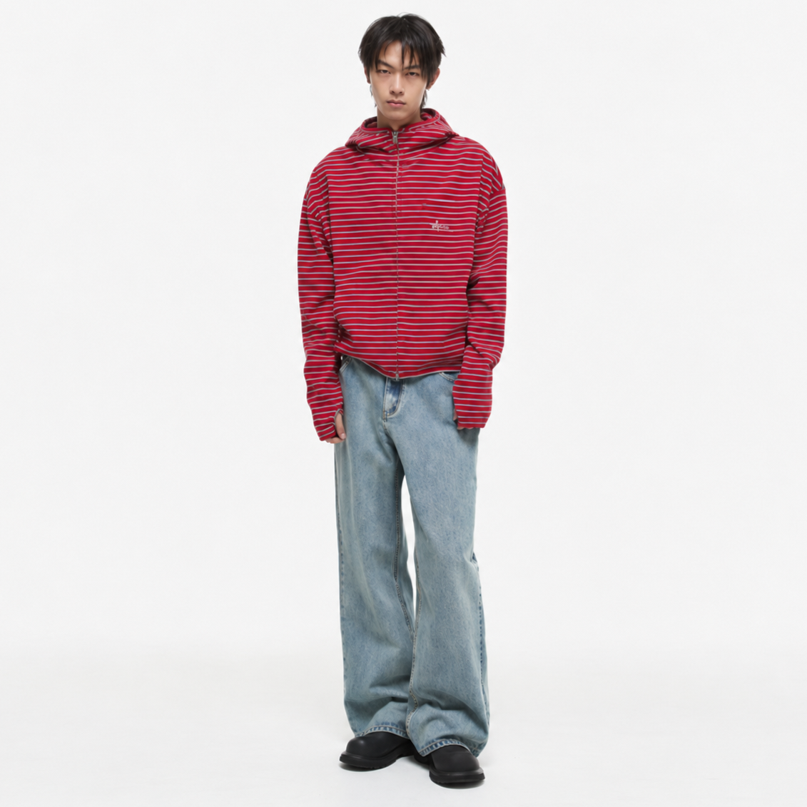 Spider Stitch Denim Pants-BLUE 3