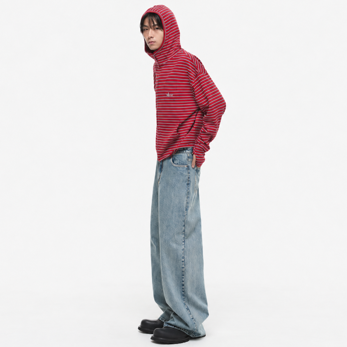 Spider Stitch Denim Pants-BLUE 4