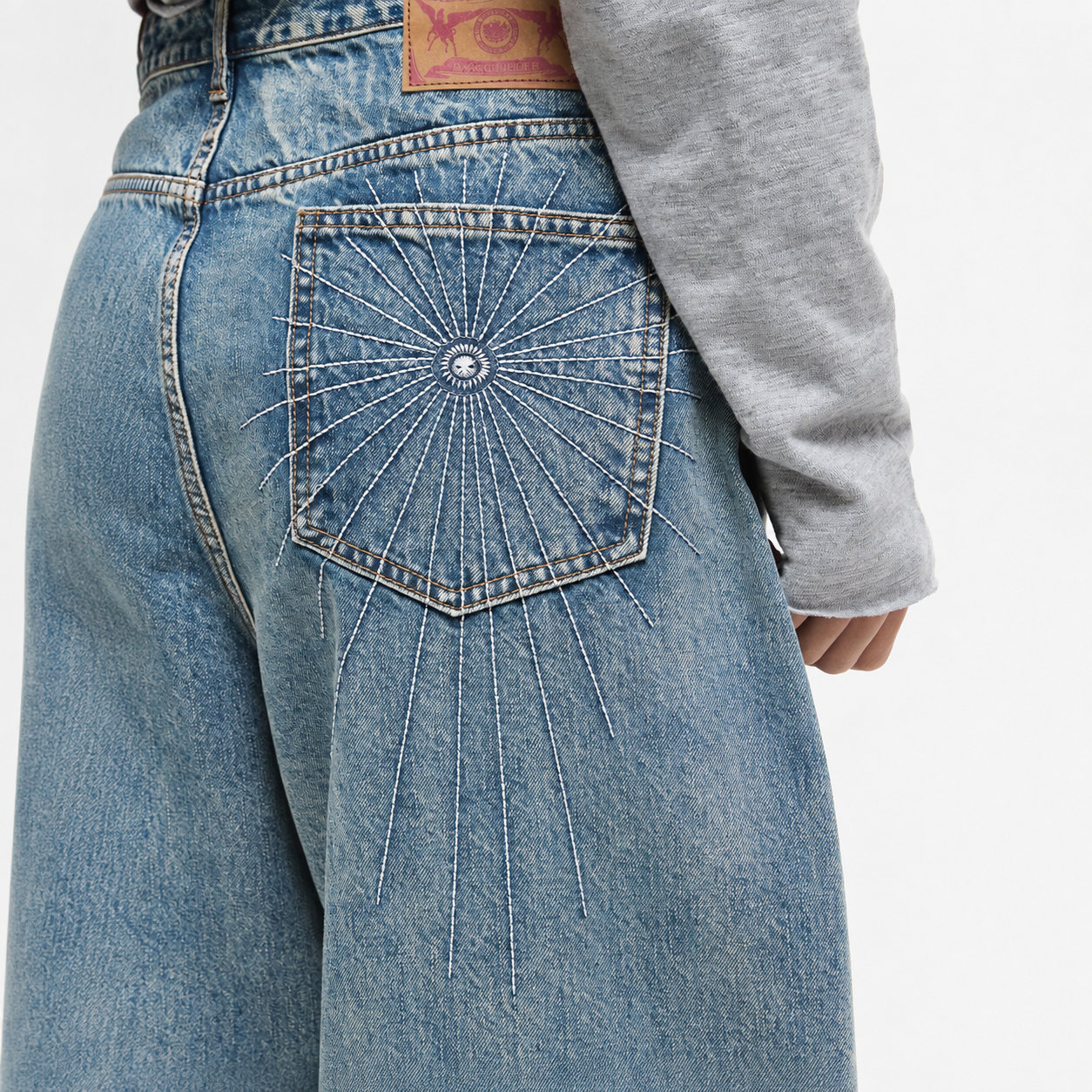 Spider Stitch Denim Pants-BLUE 5