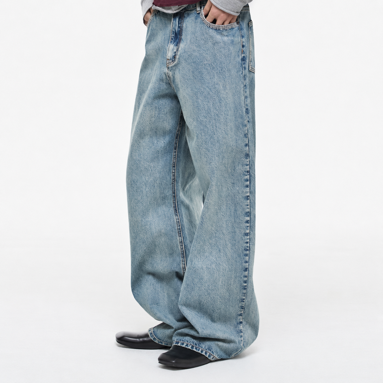 Spider Stitch Denim Pants-BLUE 6