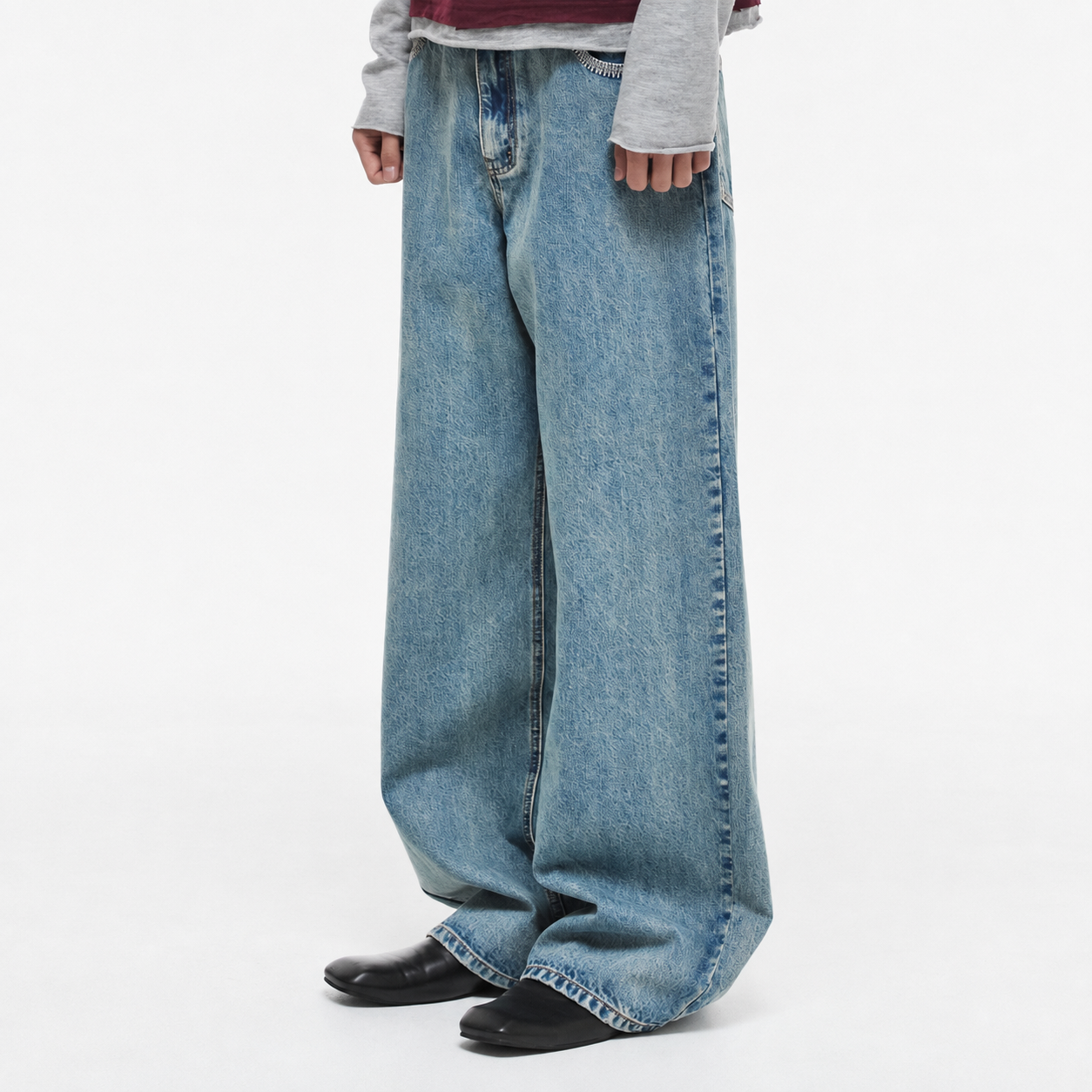 Spider Stitch Denim Pants-BLUE 7