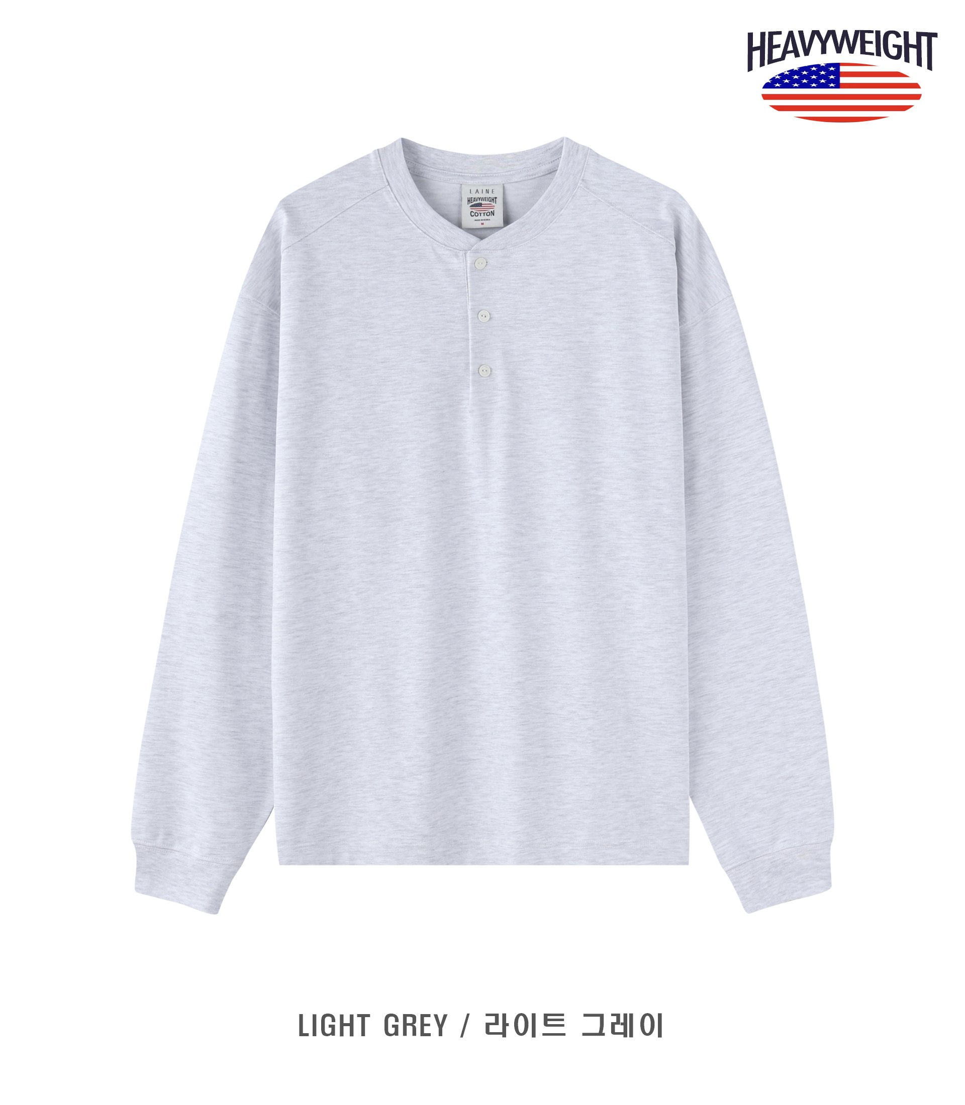 Heavyweight Henley Neck Semi-Oversized Long Sleeve T-Shirt 9