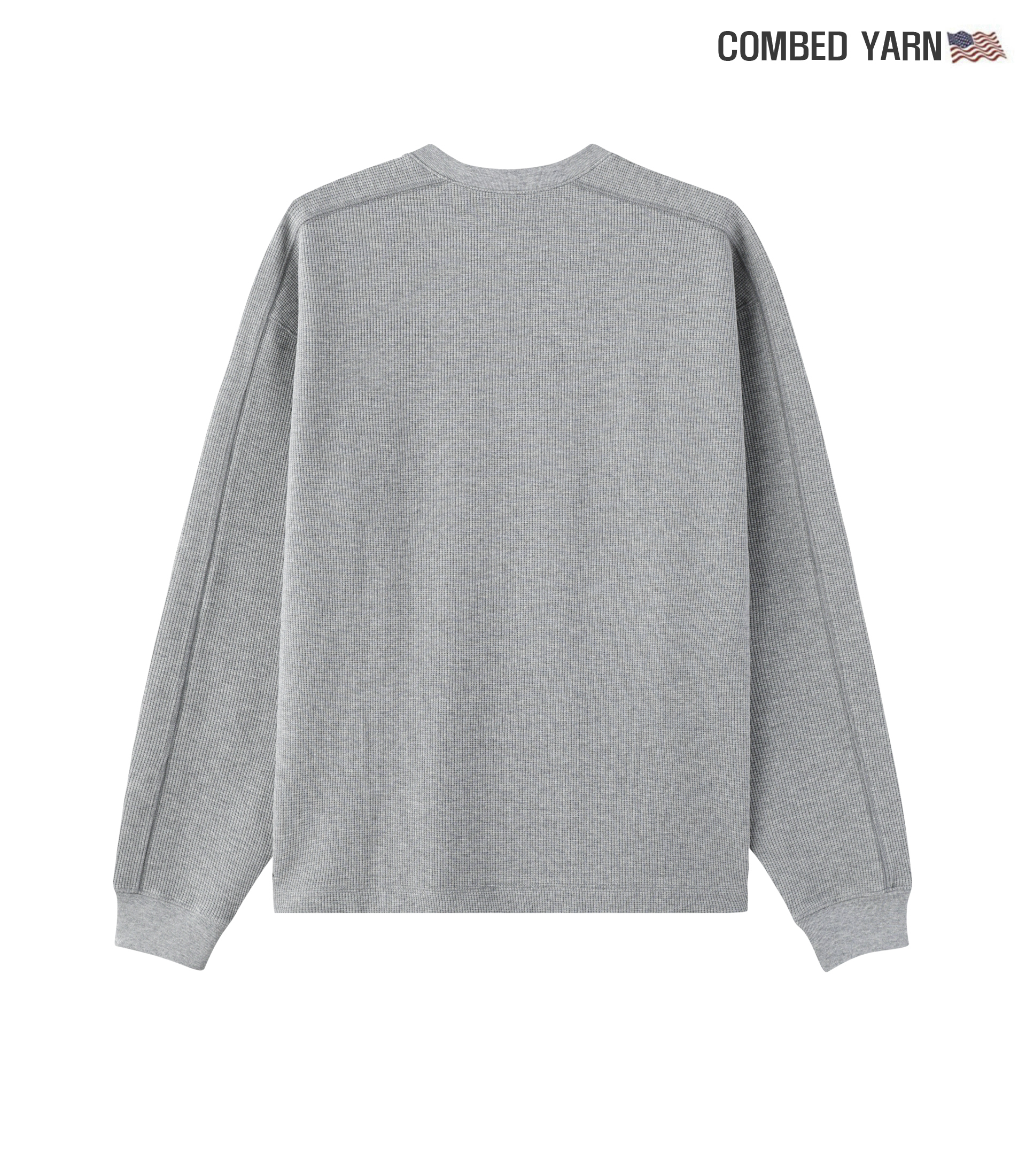 Waffle Henley Neck Long Sleeve T-Shirt 2