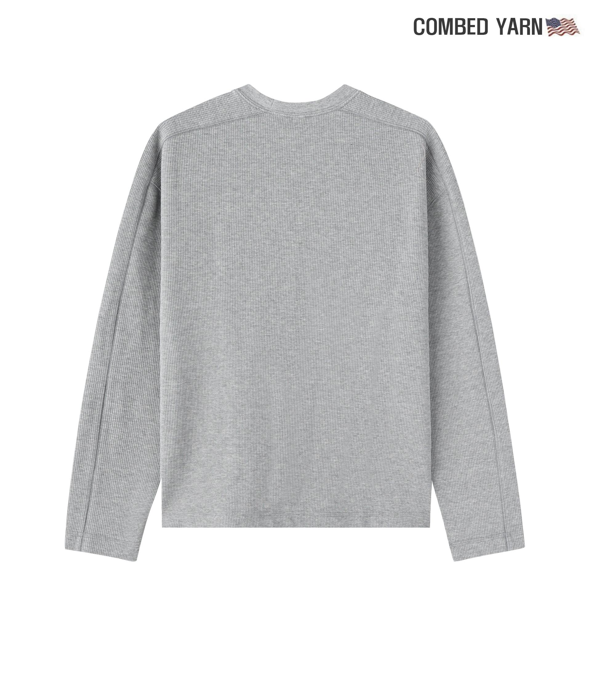 ワッフル生地のセミクロップド丈長袖Tシャ 4