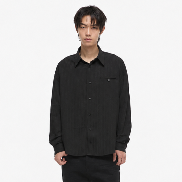 Crinkle Wire Shirt-BLACK 2